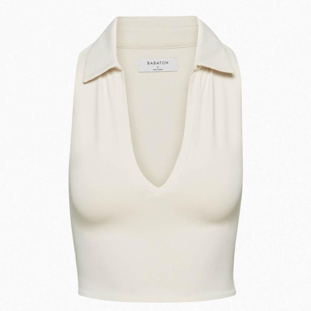 Aritzia Babaton Women’s White Contour Polo V-Neck